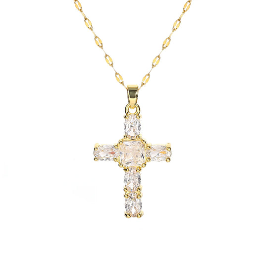 Collier croix pour femmes et hommes, chaîne en acier inoxydable,Y2K,Fashion