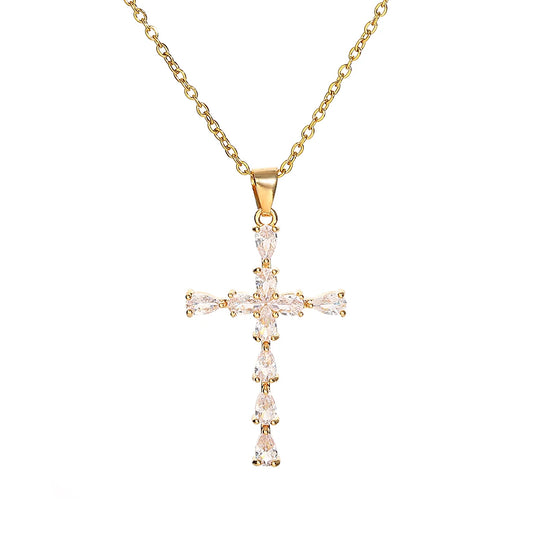 Collier croix pour femmes et hommes, chaîne en acier inoxydable,Y2K,Fashion