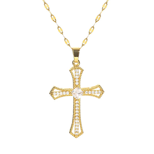 Collier croix pour femmes et hommes, chaîne en acier inoxydable,Y2K,Fashion