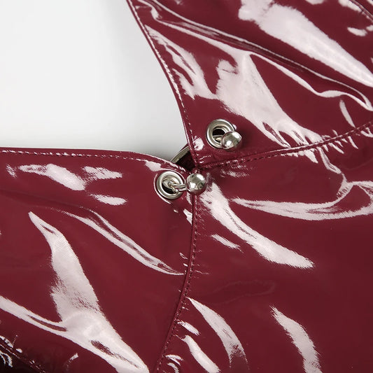 Top rouge effet latex dos nu